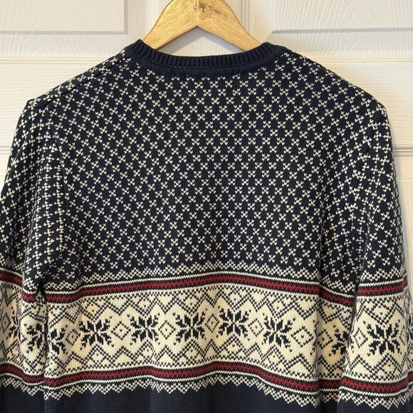 Eddie Bauer Y2K Men’s Fair Isle Cotton Sweater Australian Made Navy Size Small - Picture 4 of 7
